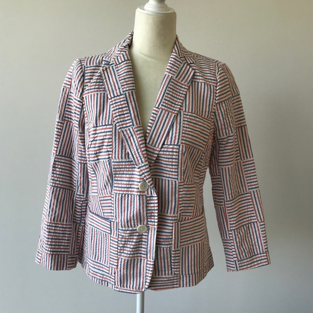 Talbots Patchwork Stripe Blazer Jacket NEW - image 3